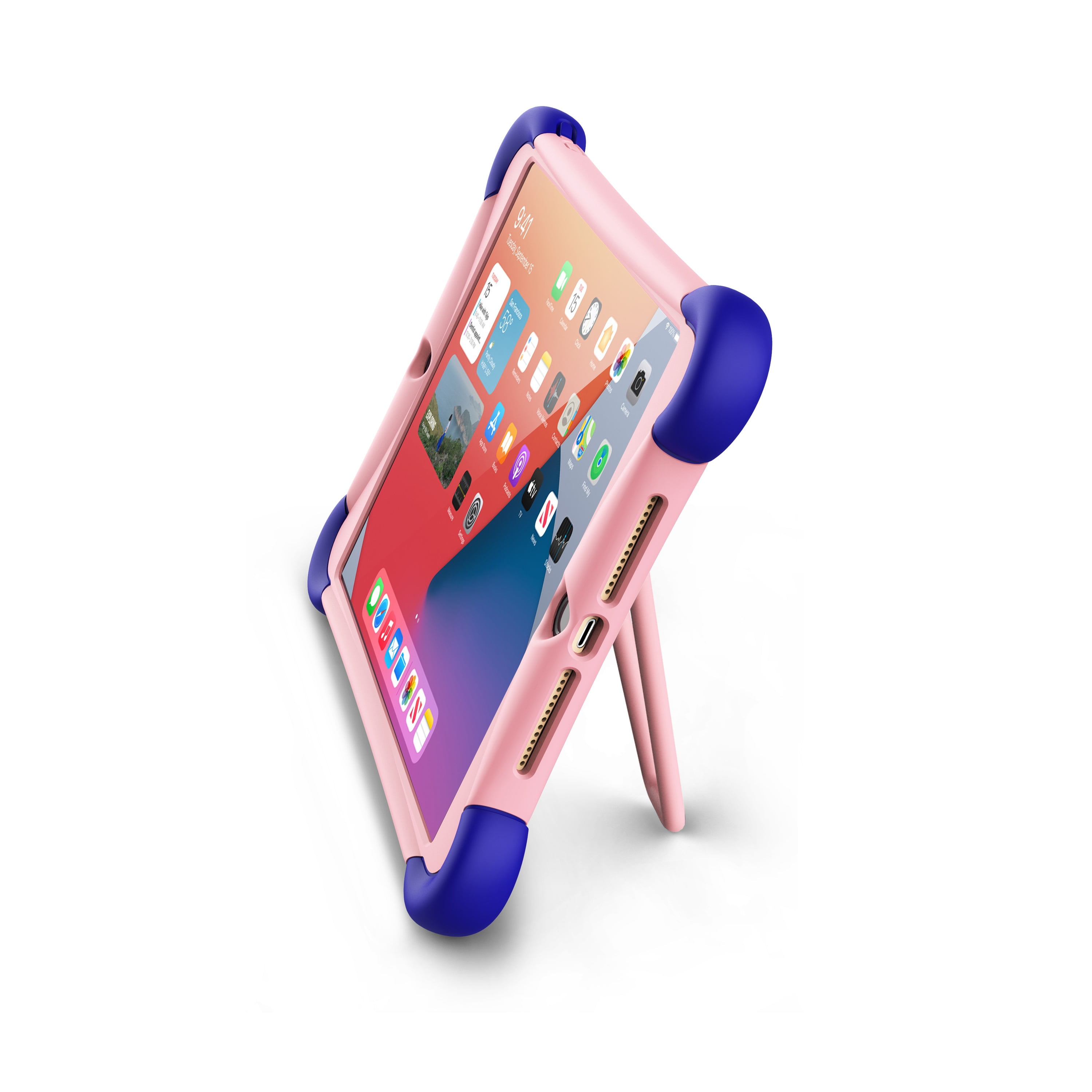 ME Silicone Protective Case with Built-In Stainless Steel Kickstand for iPad 10.2 9th Gen (2021 Release), 8th Gen (2020 Release) and 7th Gen (2019 Release) in Rose Gold