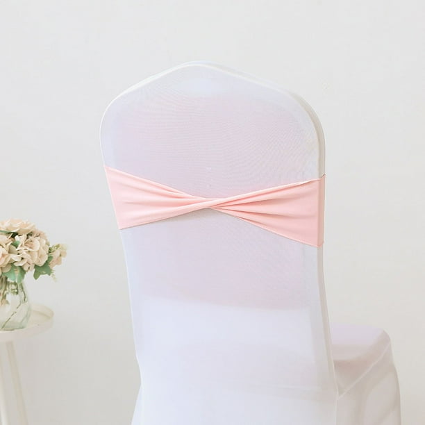XmhyTop-A Bandas elásticas de poliéster para sillas de comedor, color rosa, 13 x 35 cm, 4 unidades, diseño universal.