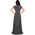 thumbnail image 6 of KOH KOH Long V-Neck Flowy Cap Short Sleeve V-Neck Bridesmaid Wedding Guest Party Formal Summer Sundress Tall Gown Maxi Dress Dresses For Women Pewter Gray Grey Medium US 8-10 NT074, 6 of 7