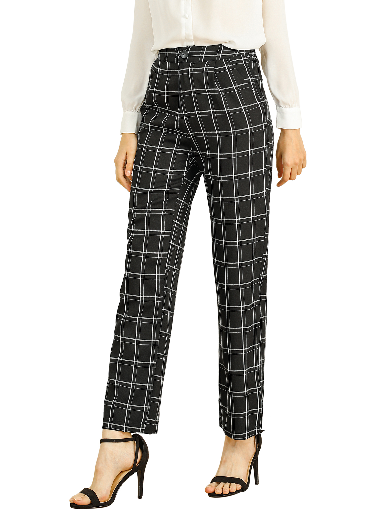 plaid straight leg pants
