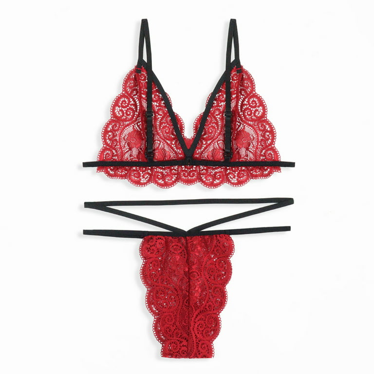 UDAXB Lingerie Ladies Sexy Lingerie Lace Three-Point Sling Underwear Set