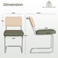 thumbnail image 4 of Hawsaiy Faux Leather Rattan Dining Chairs Set of 8, Upholstered Dining Room Chairs with Cane Back, Mid Century Modern Cantilever Kitchen Chairs, Chrome Frame Armless Side Chairs, Green, 4 of 12