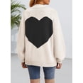 thumbnail image 4 of Women's Oversized Heart Print Cardigan - Longline Open Front Coatigan Sweater, 4 of 5