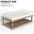 thumbnail image 3 of Rectangular Upholstered Tufted Linen Fabric Ottoman Bench,Padded Bench with Solid Wood Shelf-Linen,Comes with Storage,Coffee Table,Tufted Living Room Design, 3 of 7