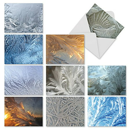 'M3283 ICE FEATHERS' 10 Assorted All Occasions Notecards Featuring Feathery Images Of Ice Crystals with Envelopes by The Best Card