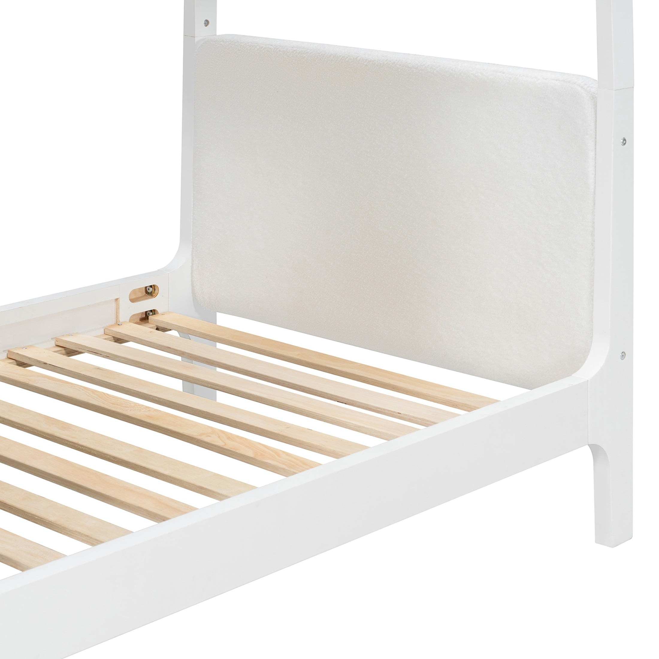 Christopher Knight Home Twin Over Twin Upholstered Bunk Bed for Kids, Thick Padded Headboard, White