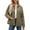 Khaki, variant on Women Casual Quilted Puffer Jacket Loose Comfy Lapel Long Sleeve Zip Up Coat Lightweight Winter Warm Outwear With Pocket