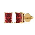 thumbnail image 2 of 2 Ct Emerald Cut Studs Red Natural Garnet 18K Yellow Solid Solid Gold Everyday Dainty Earrings Screw Back, 2 of 7