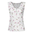 thumbnail image 4 of Bibifish Womens Tank Tops Mini Pink Floral Print V Neck Sleeveless Camisole Ribbed Summer Streetwear Tops, 4 of 4