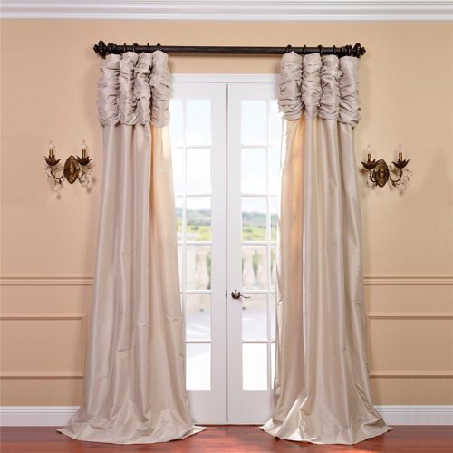 Half Price Drapes Taffeta Ruched Semi-Opaque Single Curtain Panel