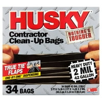 Husky Flap Tie Black ContraCountor Bag, 42 Gallon, 34 Count