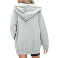 thumbnail image 4 of Cotton Plain Hoodie Jackets for Women Full Zip Casual Loose Spring Fall Winter Sweatshirt Lightweight Sports Coat (XX-Large, Gray), 4 of 6