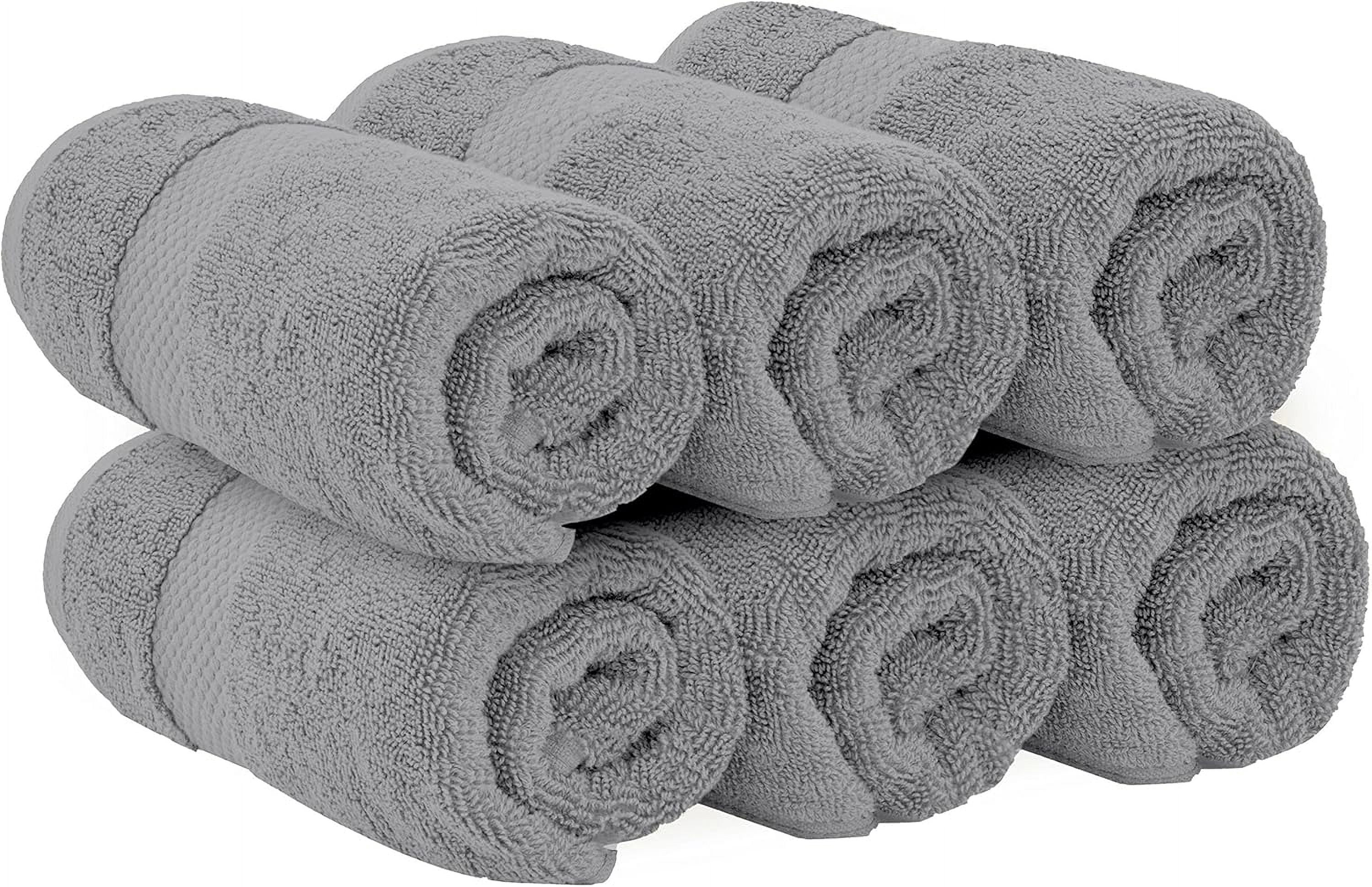General Luxury Light Gray Hand Towels - Soft 100% Turkish Cotton | Highly Absorbent Hotel spa Bathroom Towel Collection | 16x30 Inch | Set of 6