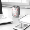 thumbnail image 3 of Floral 12oz Stainless Steel Insulated Wine Tumbler with Lid and Straw – Double Wall Vacuum Mug for Hot & Cold Drinks, 304 Steel Interior, Sweat-Free Design,Thanksgiving,Christmas, Spring,Flower, 3 of 5