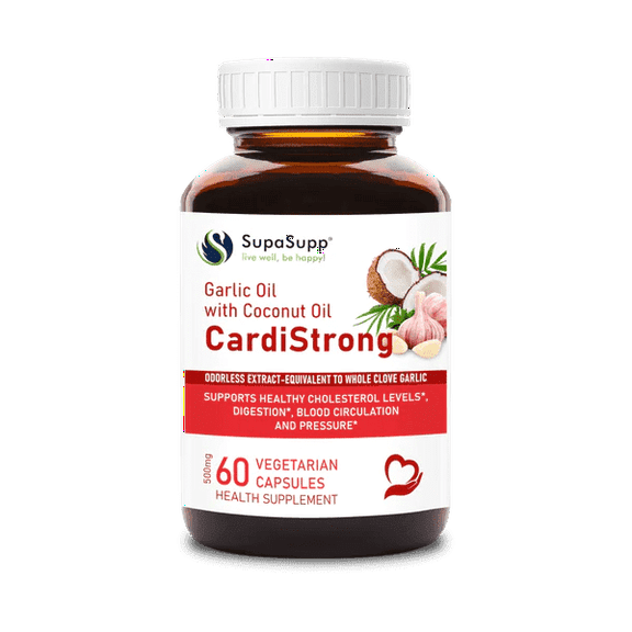 Sri Sri Tattva CardiStrong Garlic & Coconut Oil Vegetarian Capsules, 60 Count