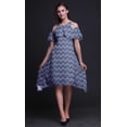 thumbnail image 3 of Bimba Purple Geometric Print Womens Chic Style Cold Shoulder Shift Dress Summer Tunic - X-Small, 3 of 6