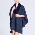 thumbnail image 3 of Cape Châle Tricotée Couleur Unie, Col Faux Élégant pour Femmes, 3 of 6