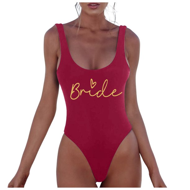 MKLEKYY Trajes De Baño Mujer 2 Piezas Women Fashion Letter Print Piece Swimsuit Sexy Bikini Swimwear Bathing Sleeveless Backless Swimsuit 2556