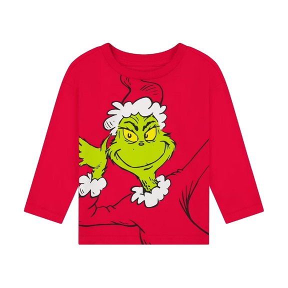 Unisex Grinch Christmas Long Sleeve T-Shirt, Face, 18M