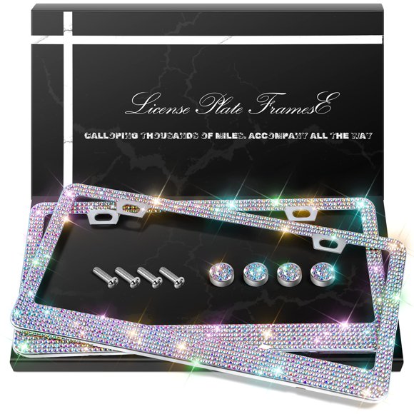Marco de matrícula QUANQIUFEI Bling Rhinestone, paquete de 2
