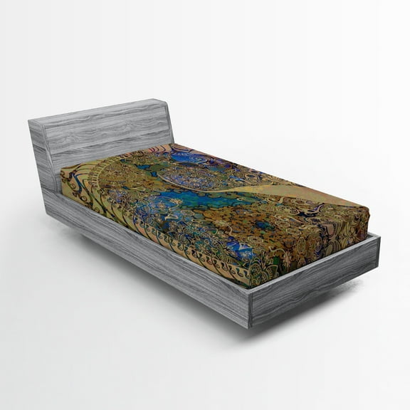 Ambesonne Unicorn Fitted Sheet, Mandala Pastel, Twin Size, Multicolor