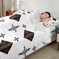 thumbnail image 4 of Manfei Tribal Geometric Diamond Queen Sheets, Vintage Cross Queen Sheet Sets, Black Brown White, Black Reversible 4pcs1 Flat Sheet + 1 Fitted Sheet + 2 Pillowcases, 4 of 6