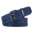 thumbnail image 3 of Previn Men's Fashion Double Grommet Belt Buckle Casual Medium Canvas Braided Winter Fall Metal Buckle Light Blue Small-Large, 3 of 3