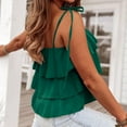 thumbnail image 4 of Xysaqa 2023 Women's Summer Spaghetti Strap Cami Tank Tops Babydoll Layered Ruffle Flowy Sleeveless Crop Top Solid Shirts Camisole, 4 of 8
