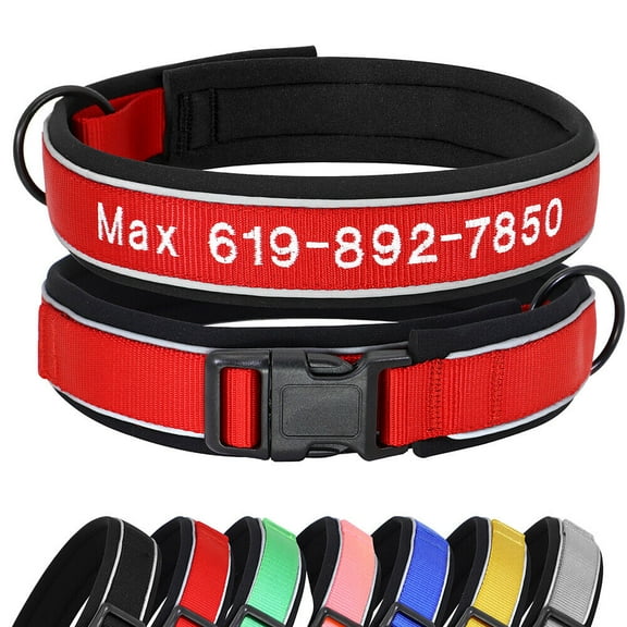 Didog Embroidered Personalized Dog Collar Reflective Adjustable with Custom Name Phone