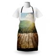 thumbnail image 3 of Rustic Wood Apron, Spring Season Mountain Side Landscape with Sun Rays Blurred out of Focus, Unisex Kitchen Bib with Adjustable Neck for Cooking Gardening, Adult Size, Brown and Green, by Ambesonne, 3 of 4