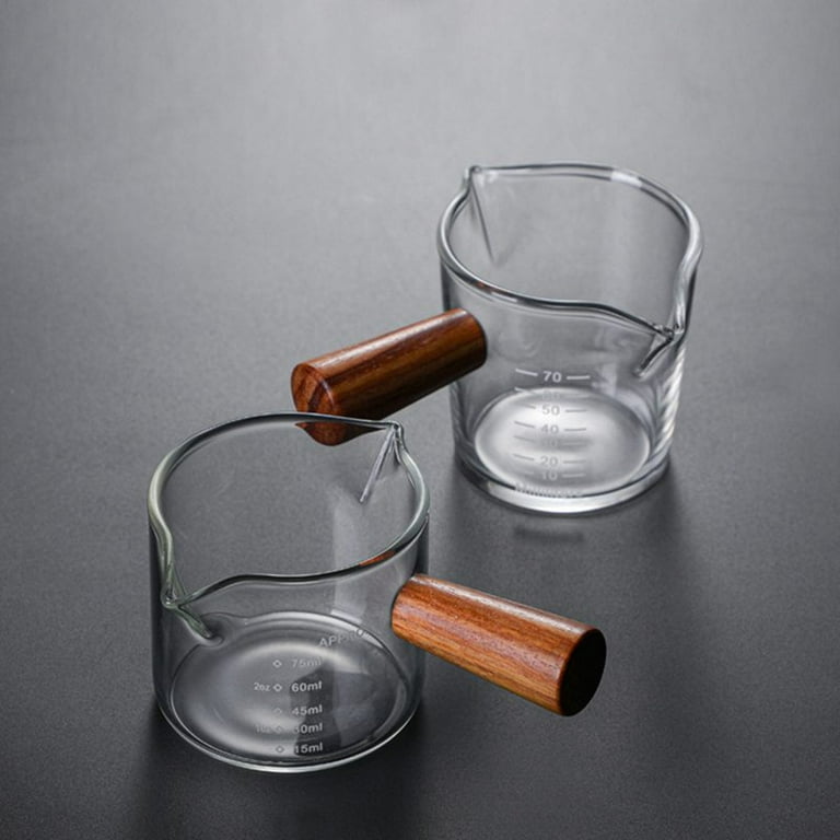 60/70/75ML Wooden Handle Glass Espresso Measuring Cup Еspresso