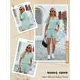 thumbnail image 7 of Nlife Women V Neck Button-Up Waffle Short Sleeve Shorts Knit Sets, 7 of 7