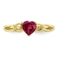 thumbnail image 4 of 10K Yellow Gold Ring Band with Stones (07) July Ruby Heart Red, Size 9, 4 of 5