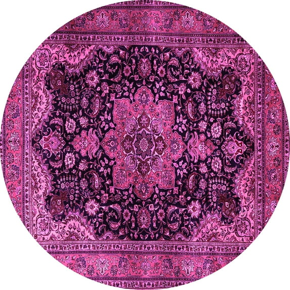 Ahgly Company Indoor Round Persian Pink Traditional Area Rugs, 4' Round