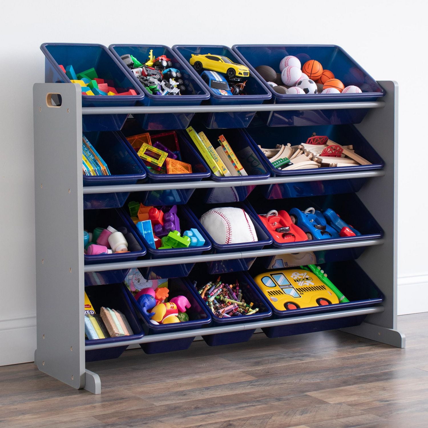 Humble Crew Newport Toy Storage Organizer with 16 Storage Bins, Grey/Navy