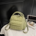 thumbnail image 3 of HUISZJ Women Nylon Quilted Shoulder Bag, Adjustable Strap Crossbody Bag, Trendy Backpack for Work Shopping Travel (Green), 3 of 10