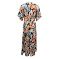 thumbnail image 6 of Valcatch Womens Casual Short Sleeve Boho Floral Printed V Neck Long Dress Side Slit Cocktail Party Maxi Wedding Dresses S-XXL, 6 of 7