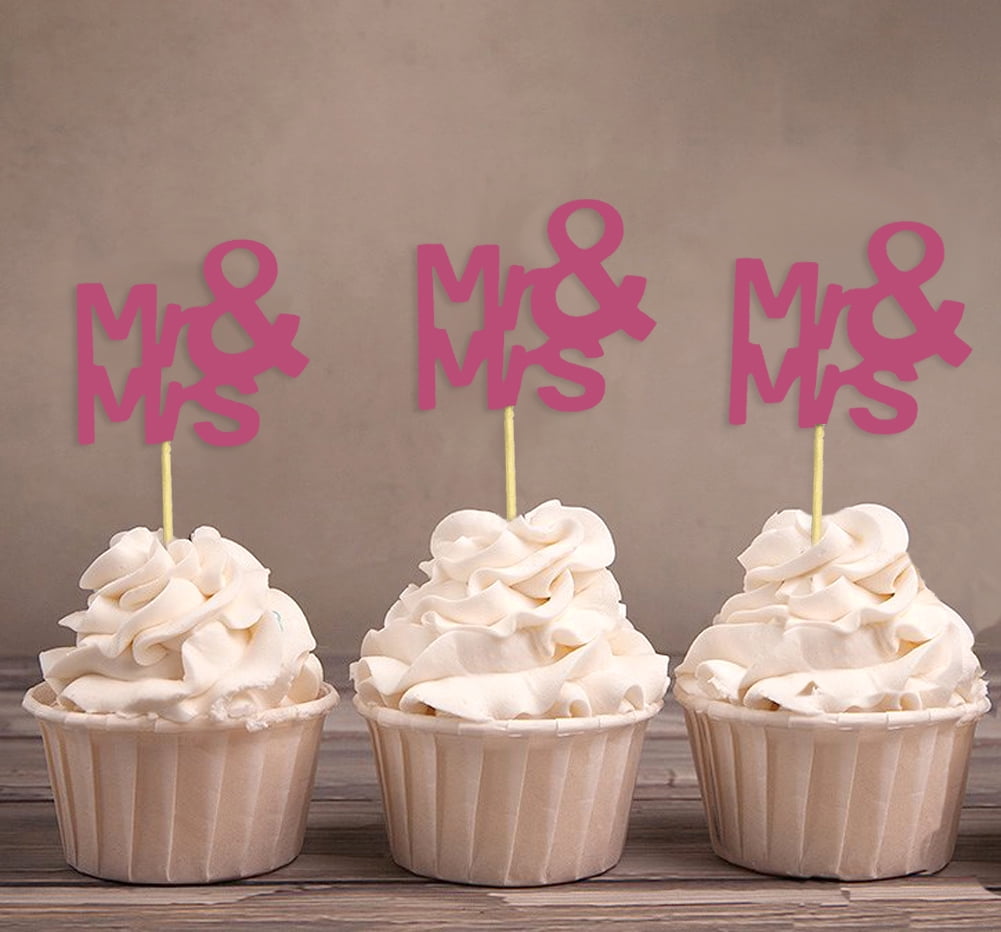 Darling Souvenir, Mr & Mrs Wedding Cupcake Toppers, Party Dessert