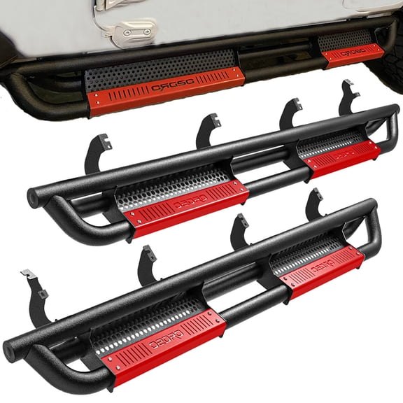6" Running Boards for 2022 - 2026 Toyota Tundra CrewMax Nerf Bars Side Steps Red