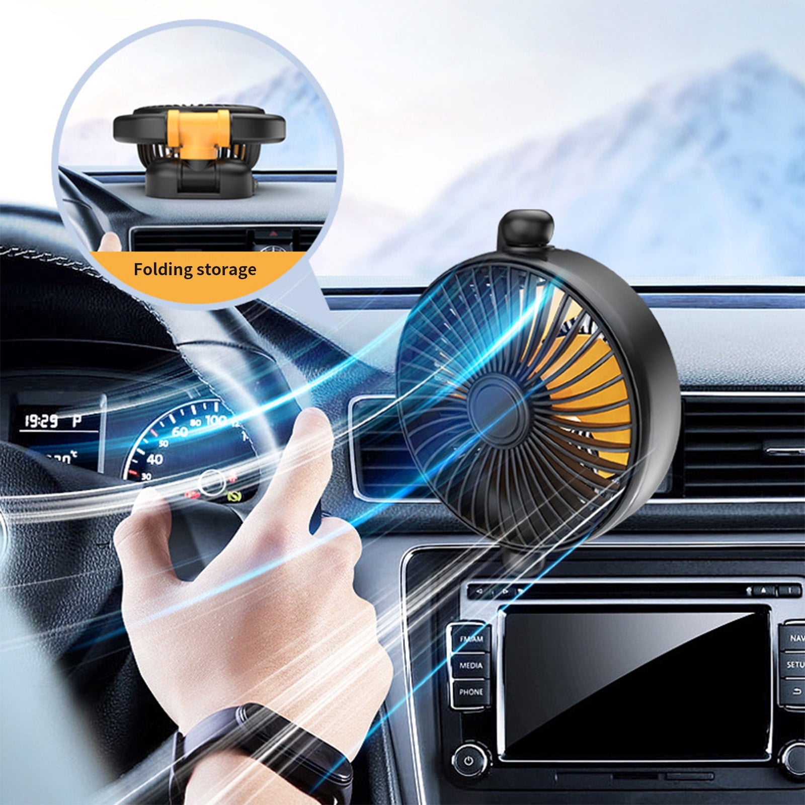 Lksixu Car Accessories Wired Car Mounted Fan Practical for Car