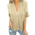 thumbnail image 2 of Drovellove Plus Size Women's V Neck Knit Cardigan with Button Front and Hollow Details - Casual Long Sleeve Open Front Sweater for Spring and Summer, 2 of 7
