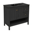 thumbnail image 3 of Château 36" Freestanding Bathroom Vanity in Black Oak with Black 3-Hole Widespread Sink Top, 3 of 5
