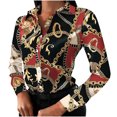 thumbnail image 1 of Blusa informal de manga larga con estampado de cuello en V profesional ajustada a la moda de verano para mujer Fridja fksj3021, 1 of 5
