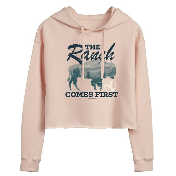 Yellowstone - The Ranch Comes First - Juniors Cropped Pullover Hoodie