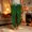 Green, variant on Men Bat Moon Print Jogger Pants Drawstring Sweatpants for Gothic Streetwear, Loungewear & Halloween Earthy Yellow S
