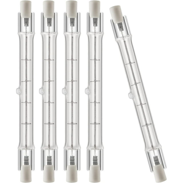 GFDYREE R7S Bulbs,5 Pack Halogen Bulbs R7S T3 118mm 500W 120V,J Type Halogen Light Bulb with Long Lifespan,120 Volt Double Ended Light Bulbs for Work,Security,Landscape Lights,Dimmable,4.6 I