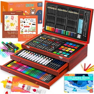 175 Piece Deluxe Art Set with 2 Drawing Pads, Acrylic Paints,Crayons,Colored