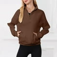 thumbnail image 3 of NOLDARES Women's Half Zip Sweatshirts Cropped Loose Fit Long Sleeve Pullover Soft Quarter Zipper Hoodies Fall Outfits 2024(Z5-Coffee,M), 3 of 6