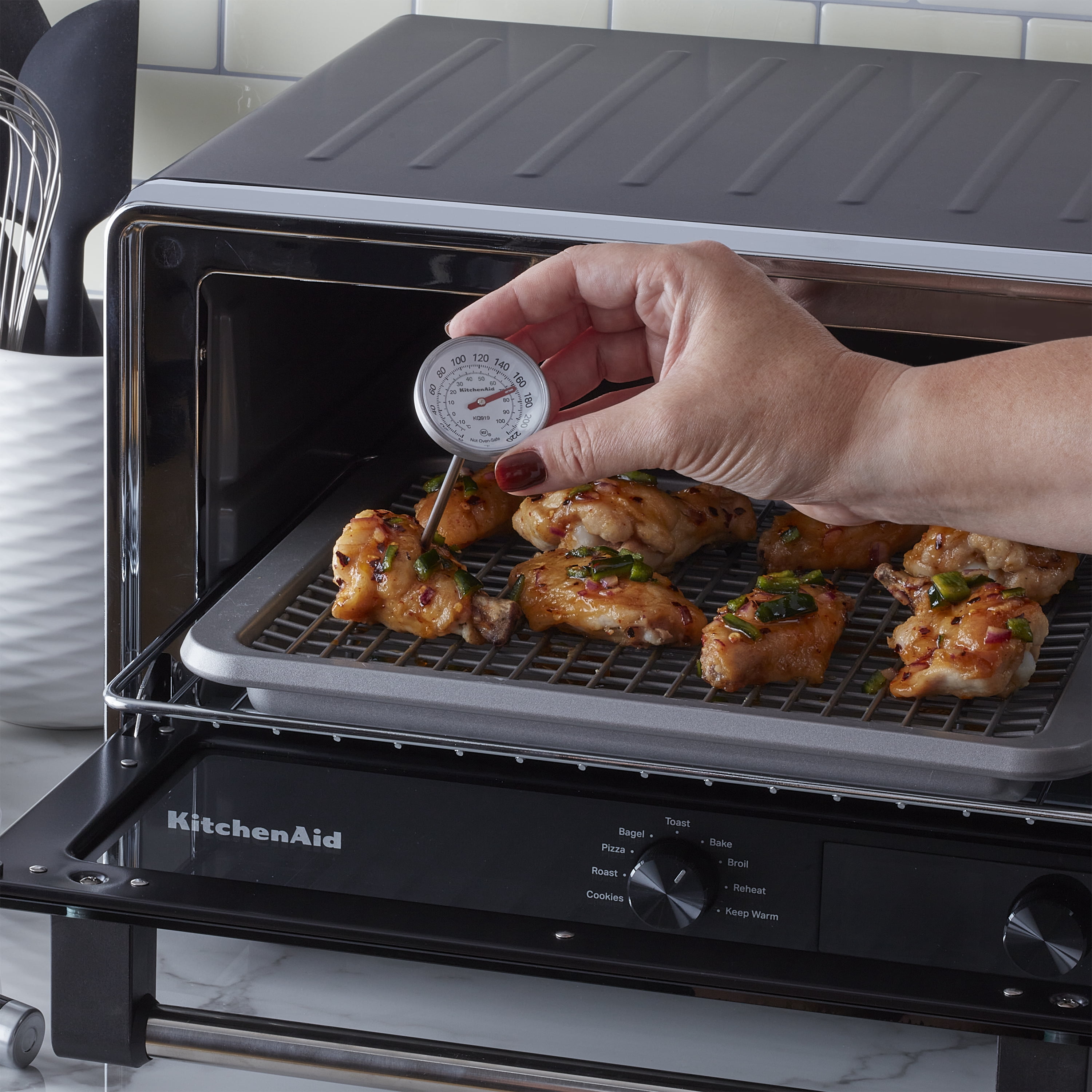 KitchenAid Analog Instant Read Food and Meat Thermometer, Black Storage Sleeve, KQ919