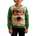 thumbnail image 3 of SONXAHE Little Boy's Large Santa Graphic Sweatshirt Long Sleeve Snowflake Print Sweatshirts Holiday Sweatshirt,Green, 3 of 5